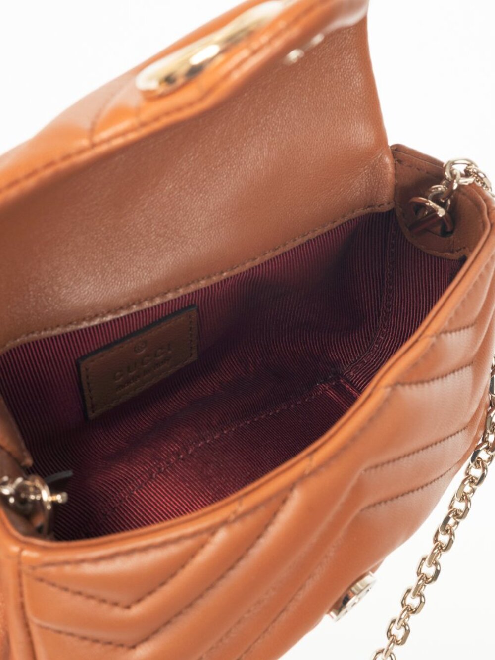 Gucci GG Marmont Brown Matelassé Chevron Mini Shoulder Bag - Picture 10 of 13